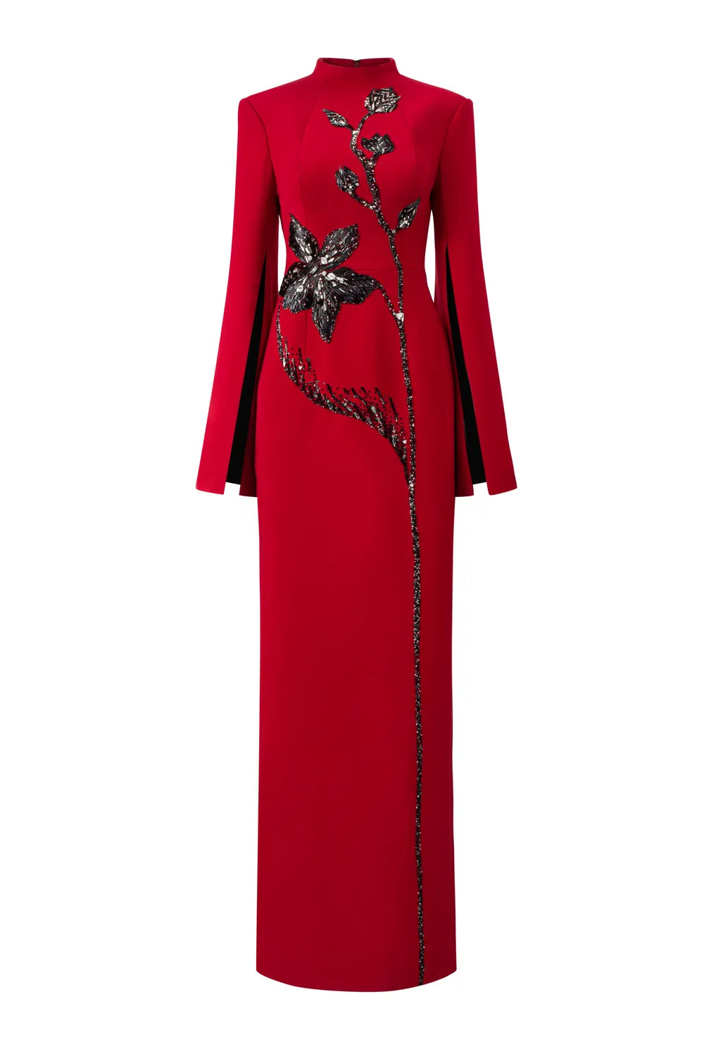 Cape Sleeve Back Slit Dress